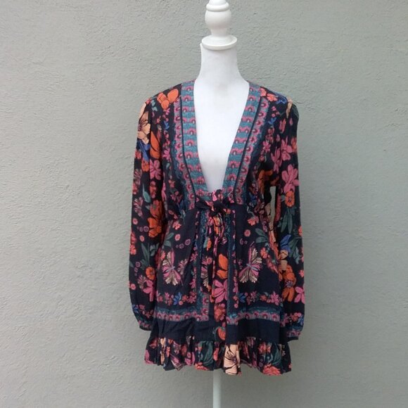 Free People Tunic Dress Size 2 Floral Print Violet Hill Printed Boho - Picture 6 of 6